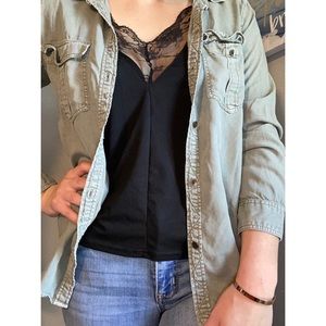 3 for $10 Black lacy cami top! Size XL can fit M/L